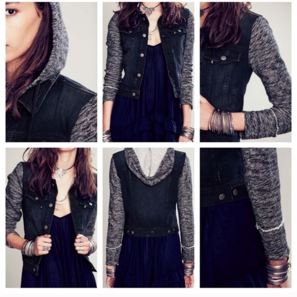 Free People black denim Jacket - Picture 2 of 8
